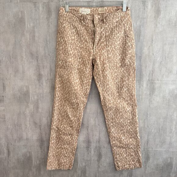 Anthropologie Pants Womens 27 The Wanderer Straight Ankle Utility Linen Blend - Picture 1 of 14